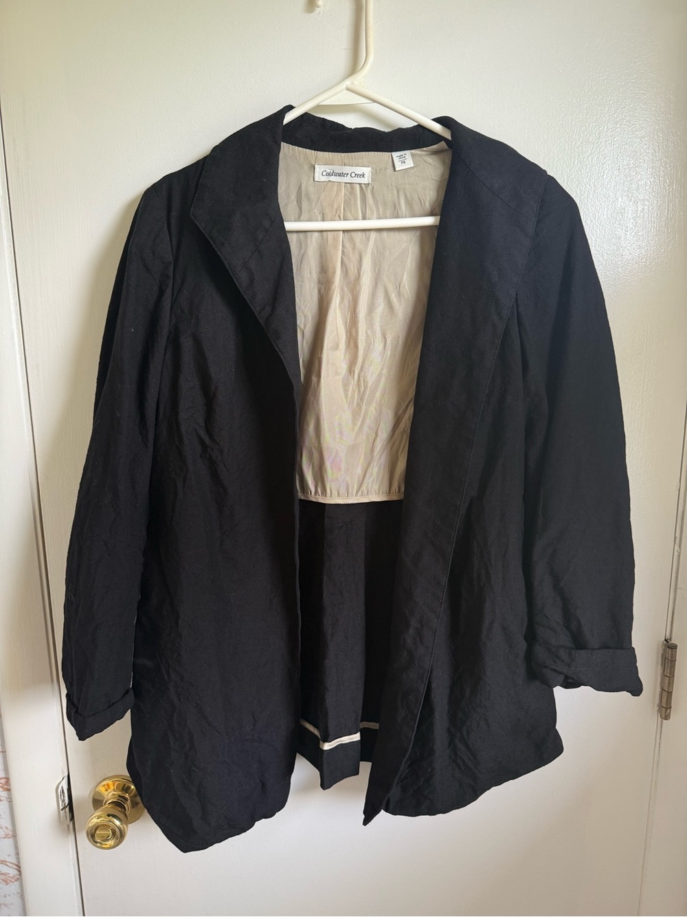 Vintage 100% linen lightweight black blazer style jacket by Coldwater Creek